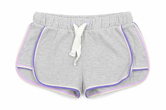 Marks and Spencer Girls Grey Cotton Sweat Shorts Size 6-7 Years Regular Drawstring - Contrasting Trim