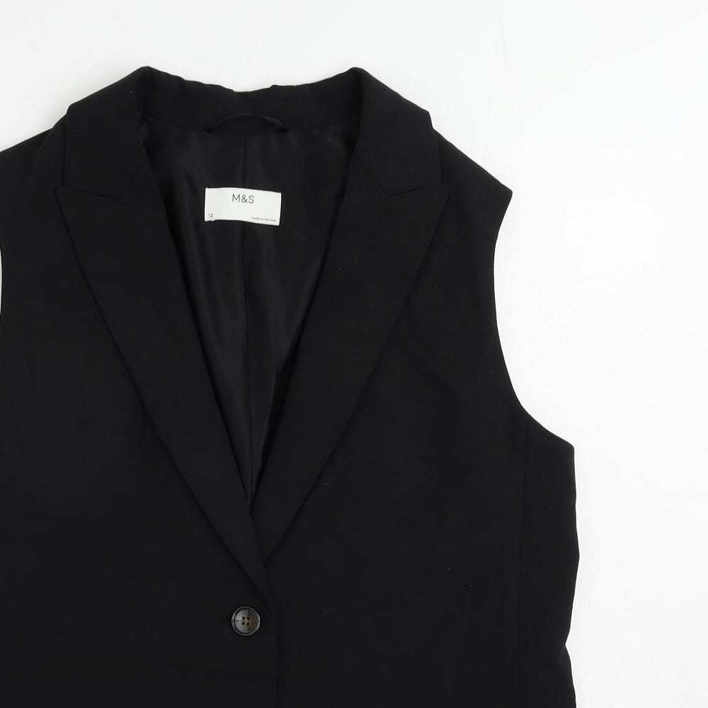 Marks and Spencer Womens Black Jacket Waistcoat Size 12 Button