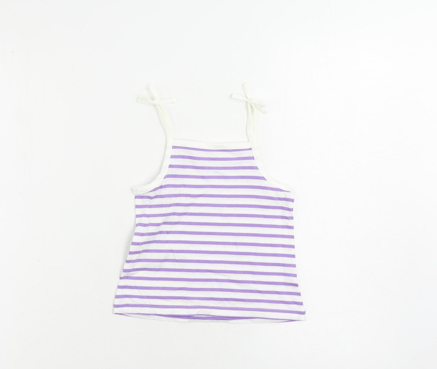Marks and Spencer Girls Purple Striped Cotton Camisole Tank Size 2-3 Years Square Neck Pullover