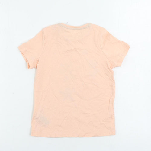 Marks and Spencer Girls Pink Cotton Basic T-Shirt Size 6-7 Years Crew Neck Pullover - Sea Shells