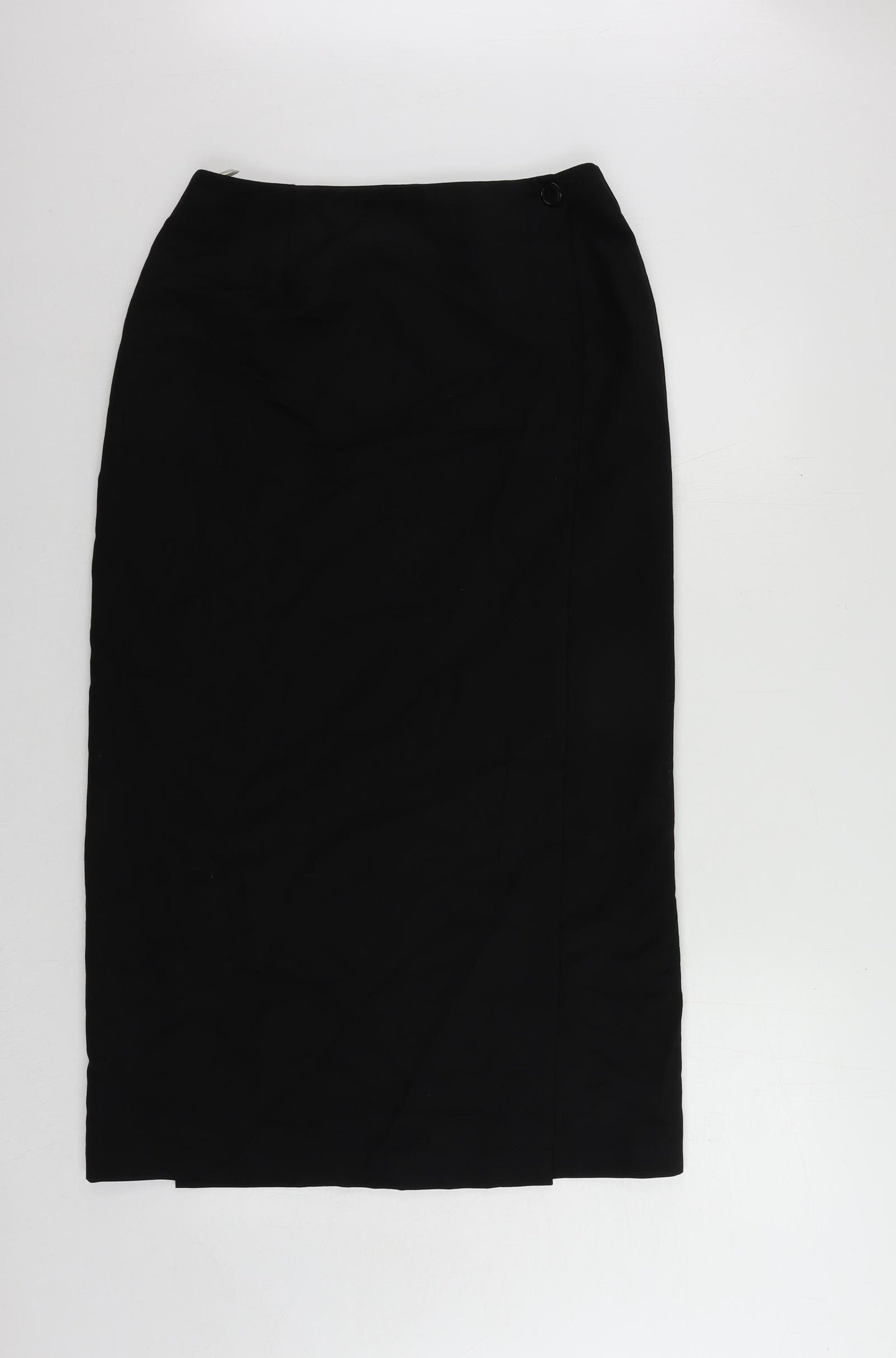 NEXT Womens Black Wool Straight & Pencil Skirt Size 14 Button