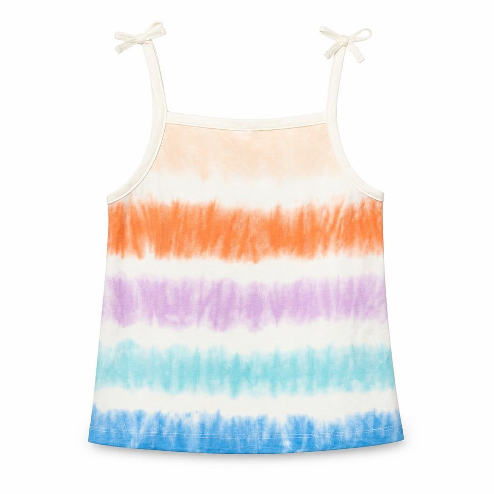 Marks and Spencer Girls Multicoloured Striped Cotton Camisole Tank Size 5-6 Years Square Neck Pullover