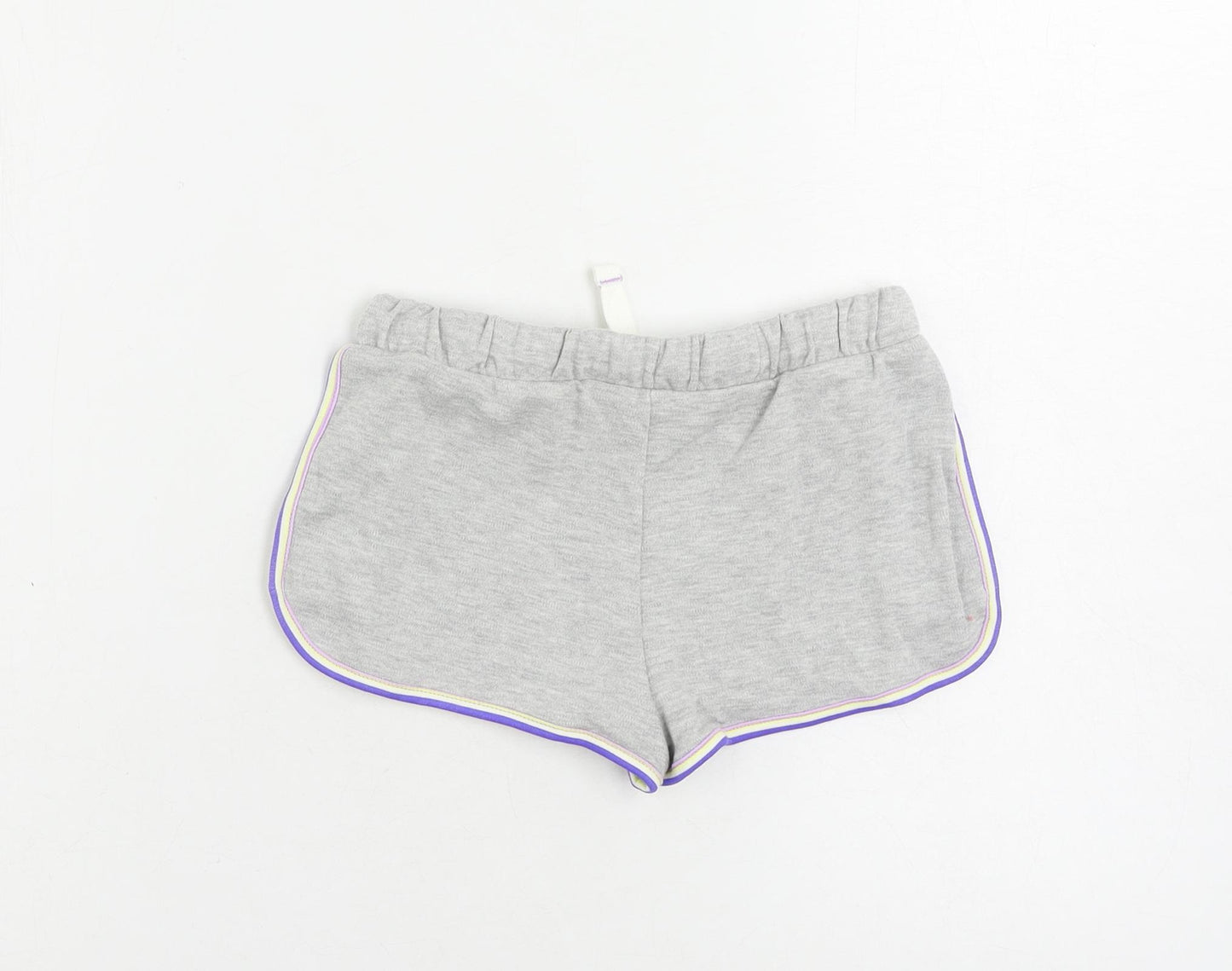 Marks and Spencer Girls Grey Cotton Sweat Shorts Size 6-7 Years Regular Drawstring - Contrasting Trim