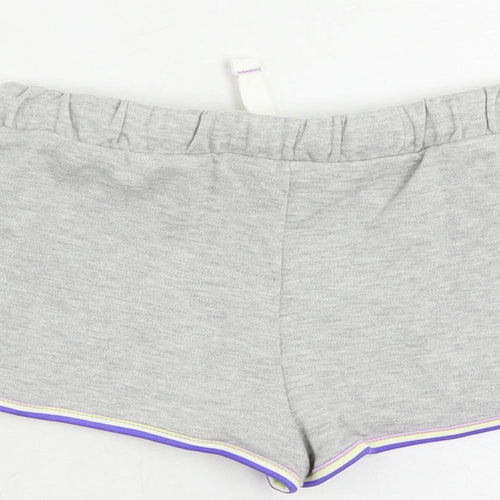 Marks and Spencer Girls Grey Cotton Sweat Shorts Size 6-7 Years Regular Drawstring - Contrasting Trim