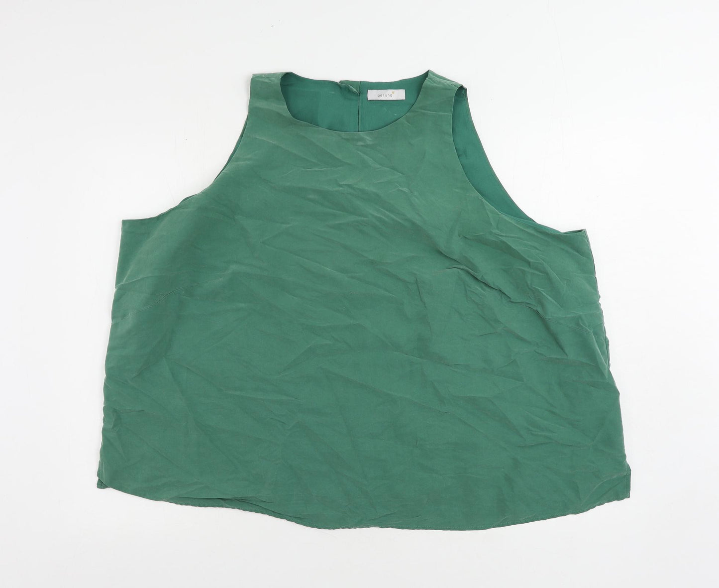 Per Una Womens Green Modal Basic Blouse Size 24 Round Neck