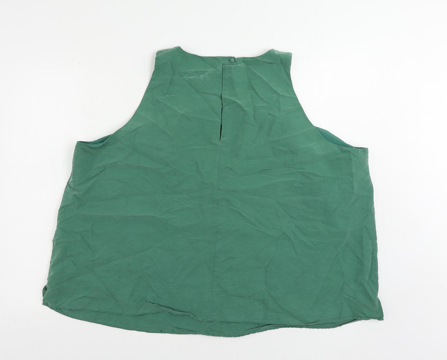 Per Una Womens Green Modal Basic Blouse Size 24 Round Neck