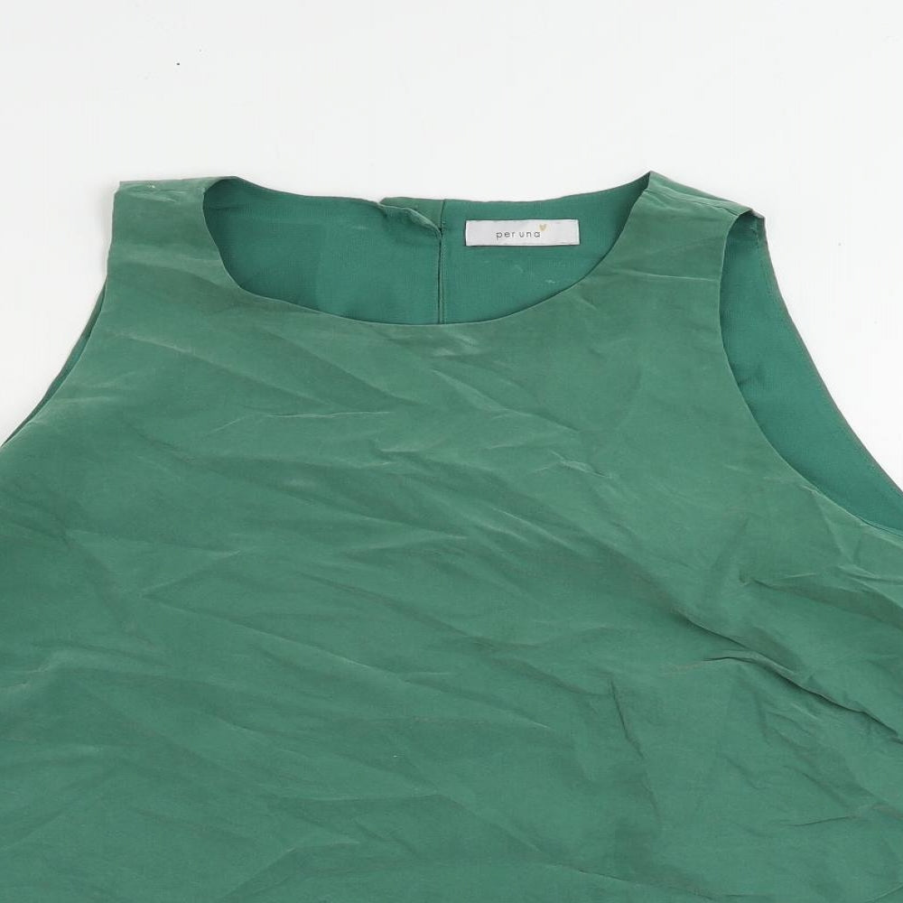 Per Una Womens Green Modal Basic Blouse Size 24 Round Neck
