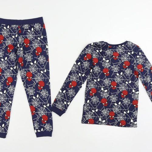 Marks and Spencer Boys Blue Geometric Cotton Pyjama Set Size 6-7 Years Pullover - Spider-Man