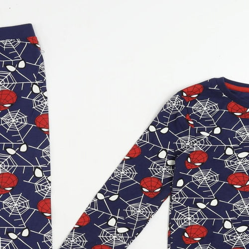 Marks and Spencer Boys Blue Geometric Cotton Pyjama Set Size 6-7 Years Pullover - Spider-Man
