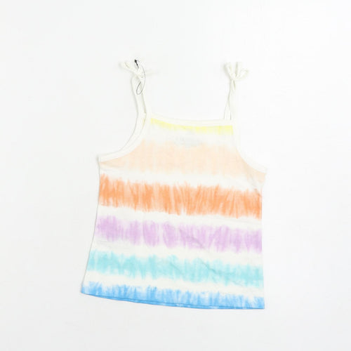 Marks and Spencer Girls Multicoloured Striped Cotton Camisole Tank Size 4-5 Years Square Neck Pullover