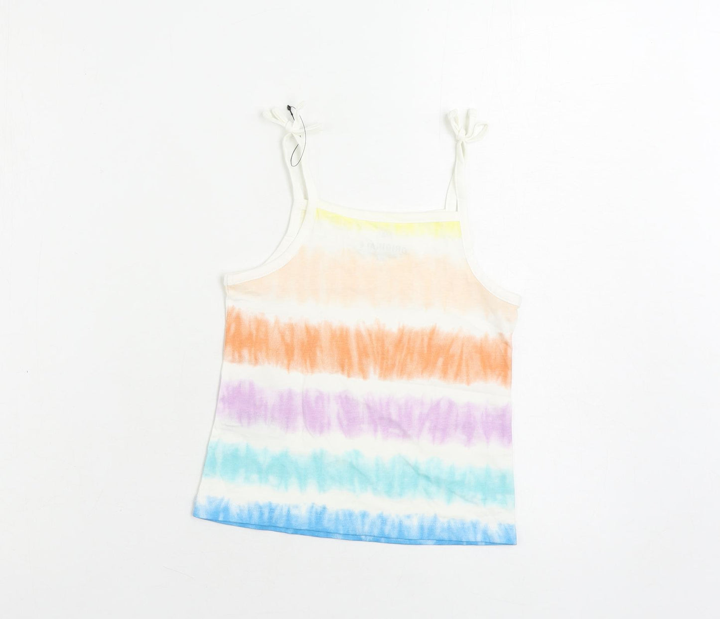 Marks and Spencer Girls Multicoloured Striped Cotton Camisole Tank Size 4-5 Years Square Neck Pullover