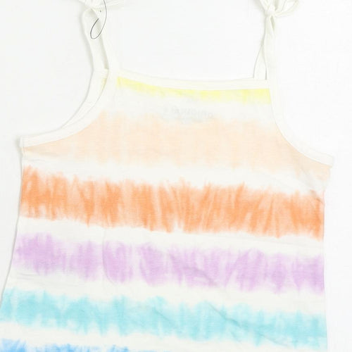 Marks and Spencer Girls Multicoloured Striped Cotton Camisole Tank Size 4-5 Years Square Neck Pullover