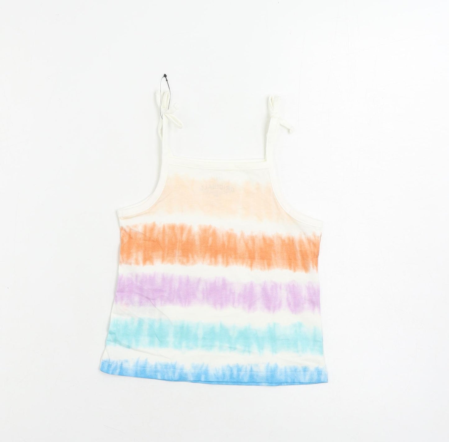 Marks and Spencer Girls Multicoloured Striped Cotton Camisole Tank Size 3-4 Years Square Neck Pullover