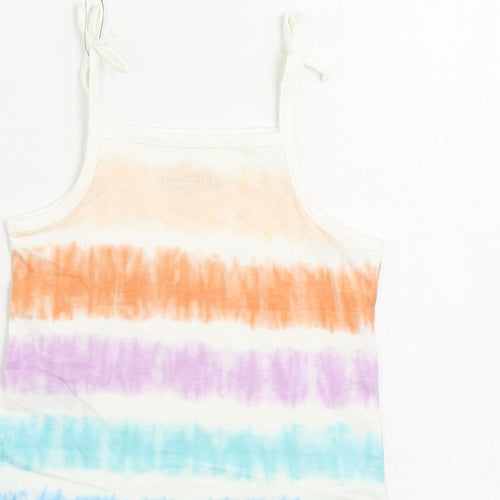 Marks and Spencer Girls Multicoloured Striped Cotton Camisole Tank Size 3-4 Years Square Neck Pullover