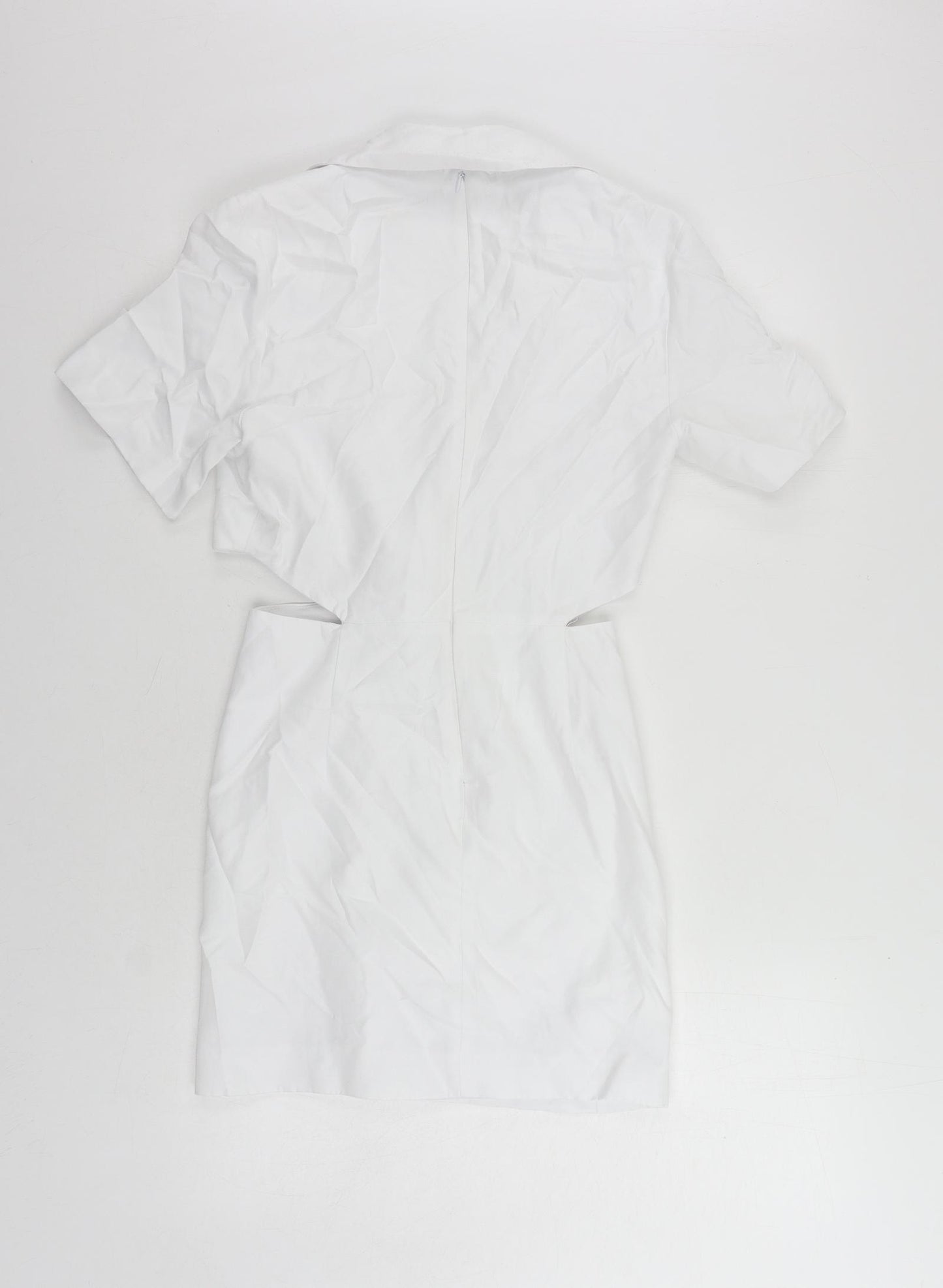 Zara Womens White Lyocell Mini Size XS Collared Zip - Cut Out