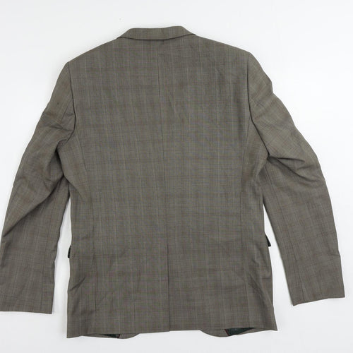 NEXT Mens Brown Plaid Polyester Jacket Suit Jacket Size 42 Regular