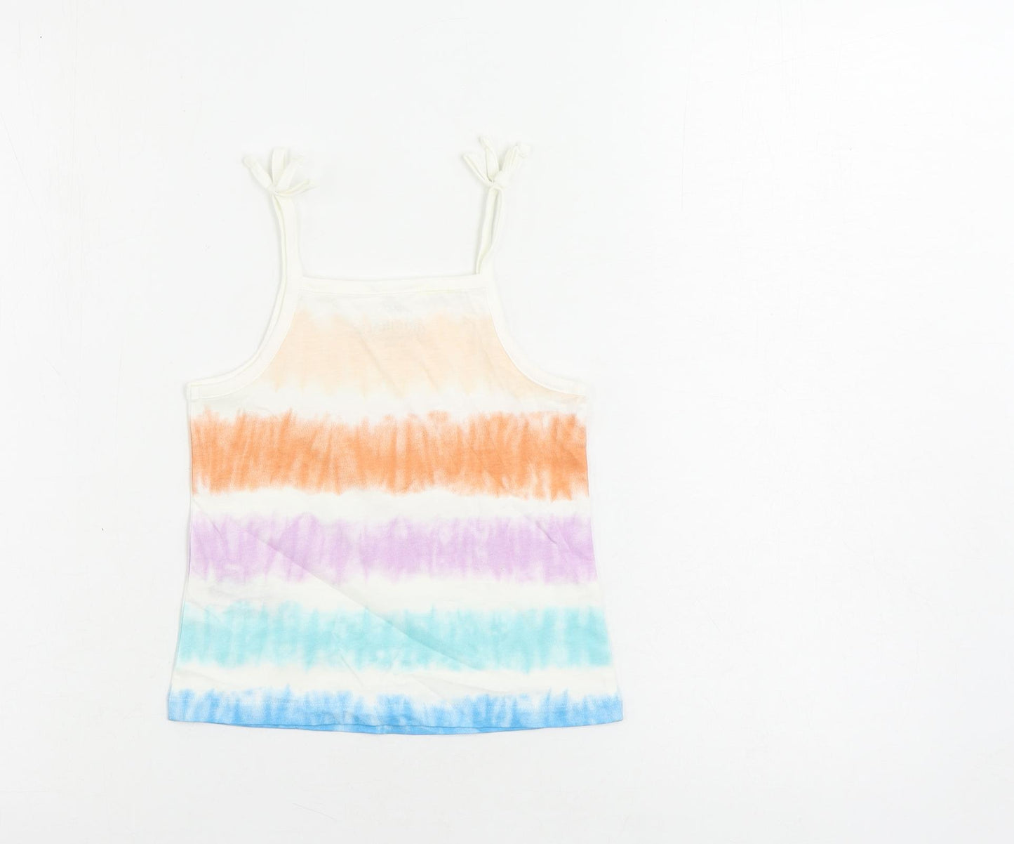 Marks and Spencer Girls Multicoloured Striped Cotton Camisole Tank Size 3-4 Years Square Neck Pullover