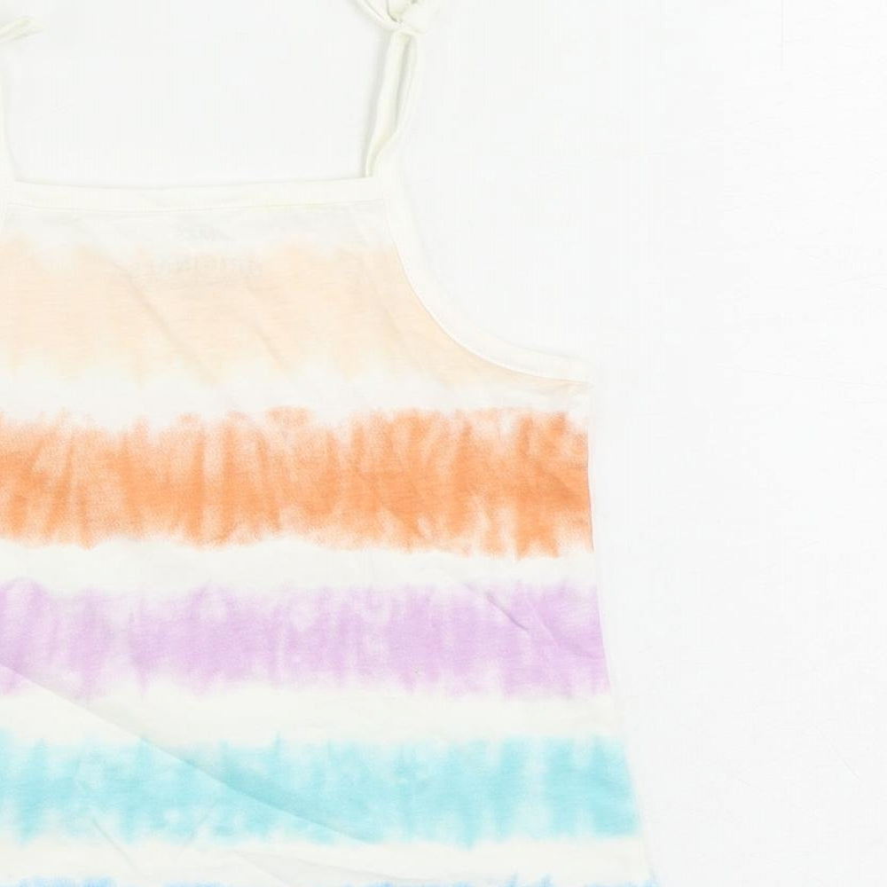 Marks and Spencer Girls Multicoloured Striped Cotton Camisole Tank Size 3-4 Years Square Neck Pullover