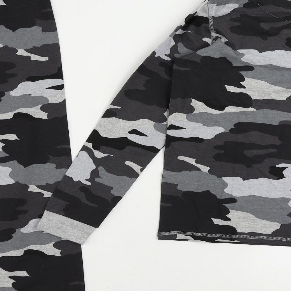 Marks and Spencer Boys Grey Camouflage Cotton Pyjama Set Size 11-12 Years Pullover