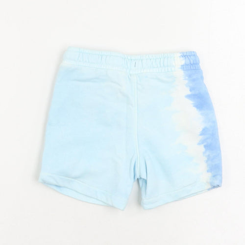 Marks and Spencer Boys Blue Cotton Sweat Shorts Size 4-5 Years Regular Drawstring - Tie Dye