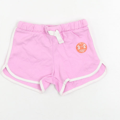 Marks and Spencer Girls Pink Cotton Sweat Shorts Size 5-6 Years Regular Drawstring