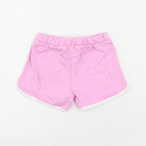 Marks and Spencer Girls Pink Cotton Sweat Shorts Size 5-6 Years Regular Drawstring