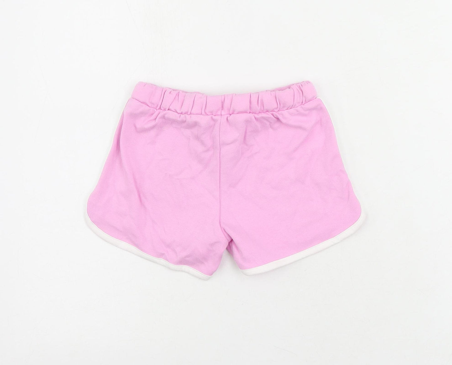 Marks and Spencer Girls Pink Cotton Sweat Shorts Size 5-6 Years Regular Drawstring