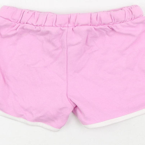 Marks and Spencer Girls Pink Cotton Sweat Shorts Size 5-6 Years Regular Drawstring