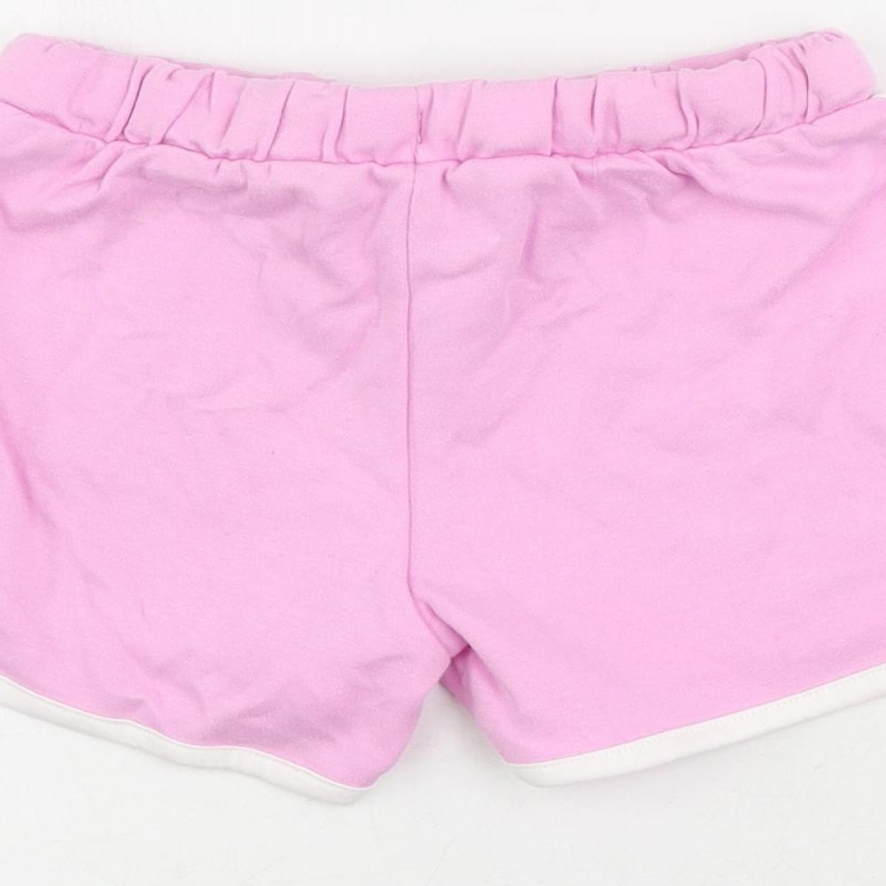 Marks and Spencer Girls Pink Cotton Sweat Shorts Size 5-6 Years Regular Drawstring