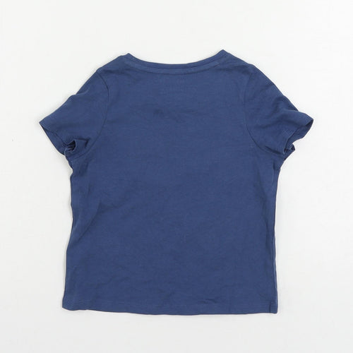 Marks and Spencer Girls Blue Cotton Pullover T-Shirt Size 2-3 Years Crew Neck Pullover - Sea Creatures