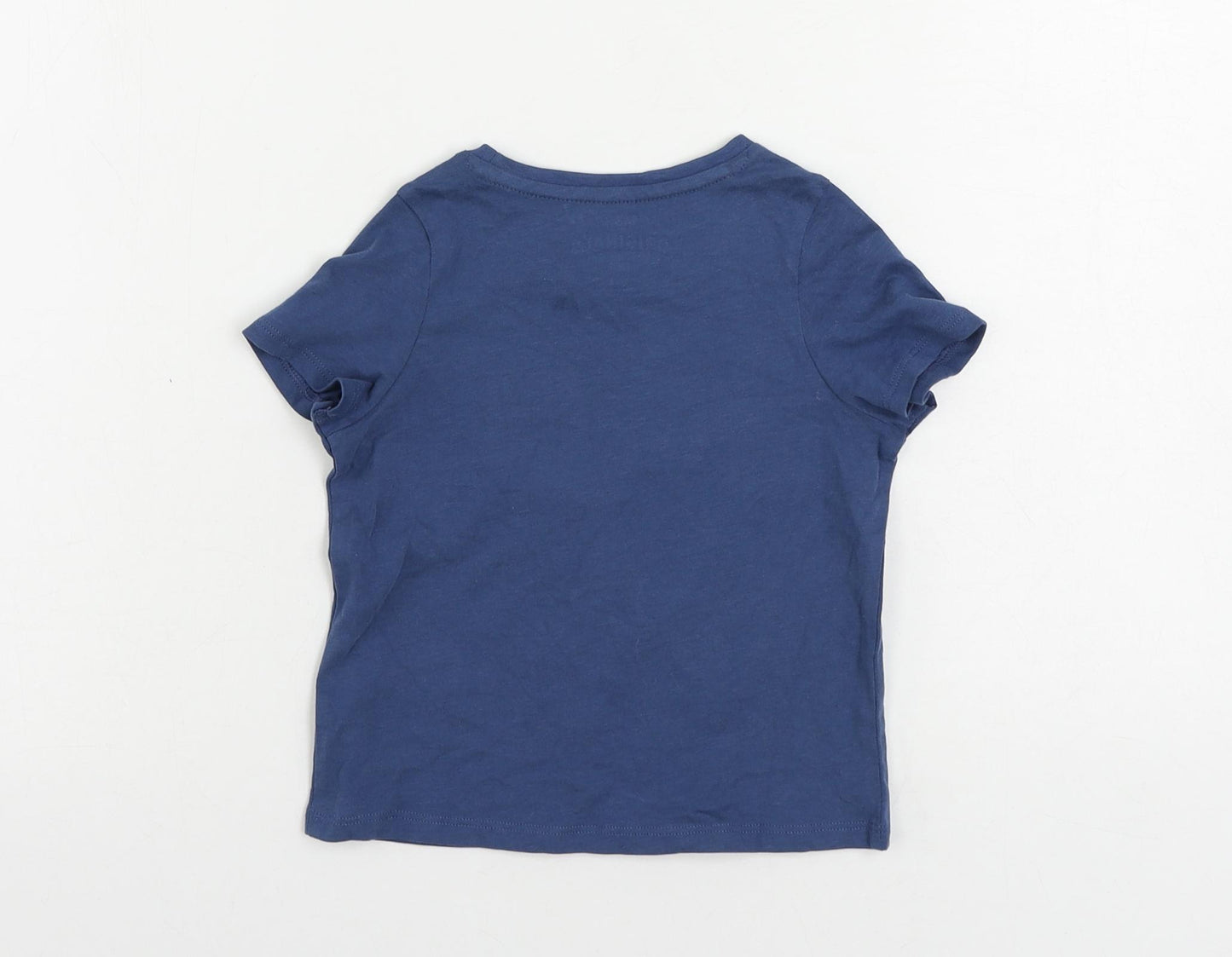 Marks and Spencer Girls Blue Cotton Pullover T-Shirt Size 2-3 Years Crew Neck Pullover - Sea Creatures