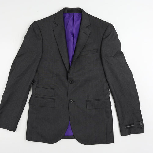 Marks and Spencer Mens Grey Striped Polyester Jacket Suit Jacket Size 36 Regular