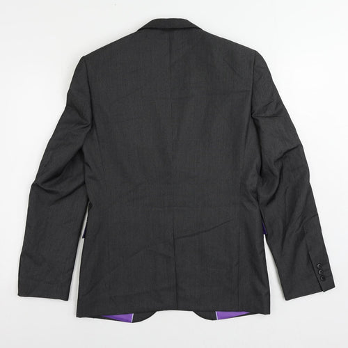 Marks and Spencer Mens Grey Striped Polyester Jacket Suit Jacket Size 36 Regular