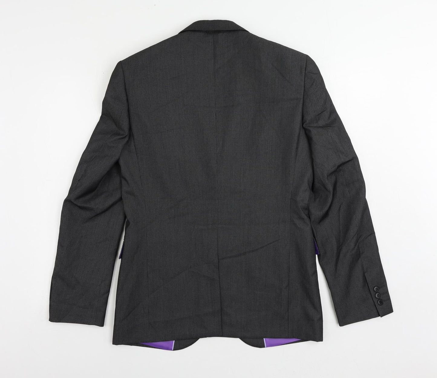Marks and Spencer Mens Grey Striped Polyester Jacket Suit Jacket Size 36 Regular
