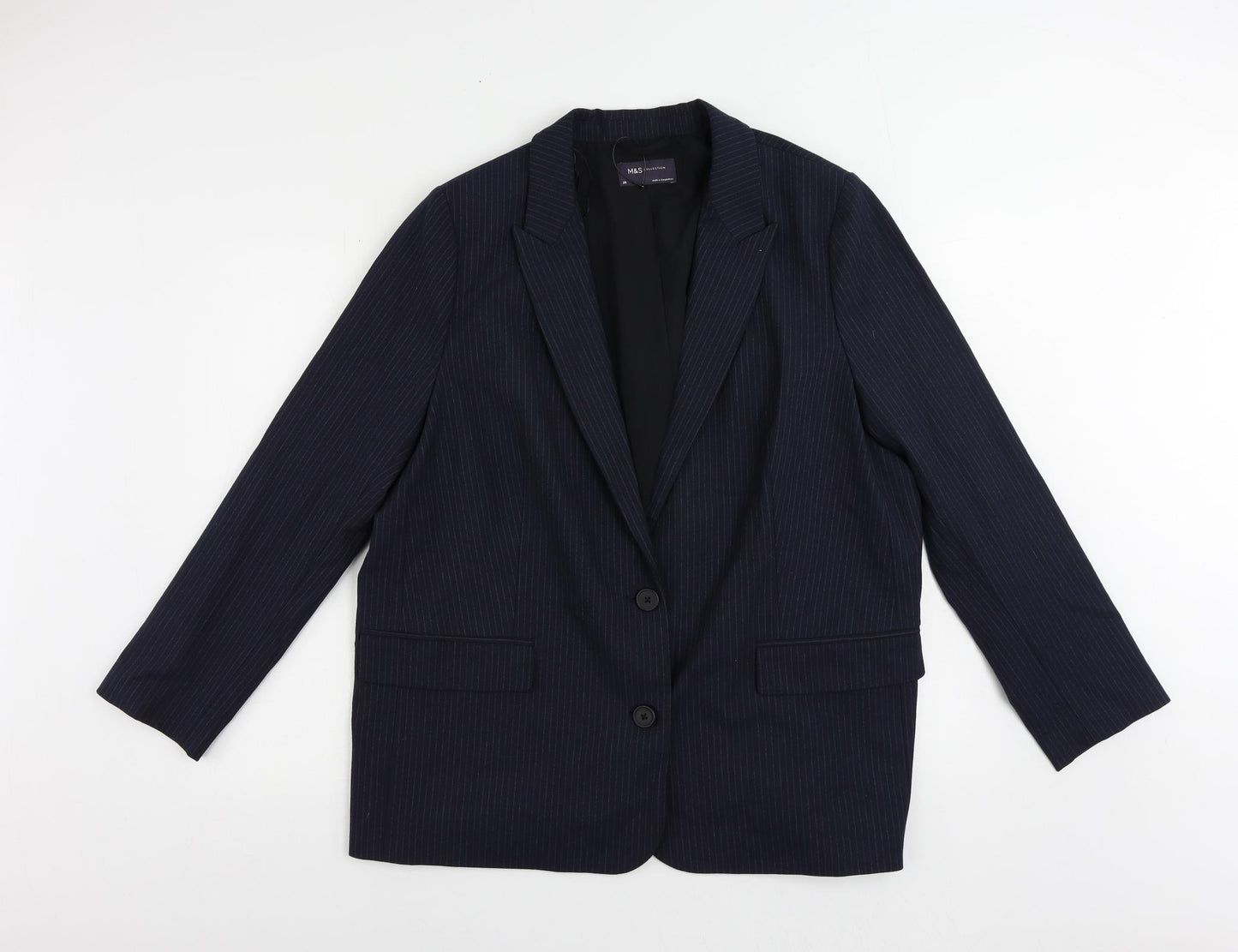 Marks and Spencer Womens Blue Striped Jacket Blazer Size 20 Button