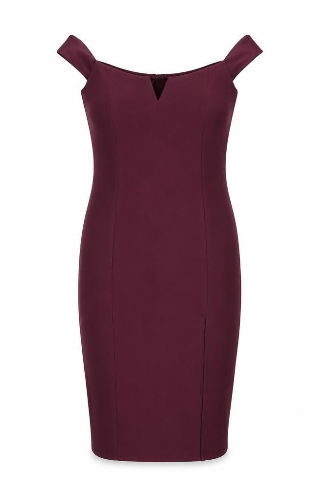 Miss Selfridge Womens Purple Polyester Pencil Dress Size 10 Off the Shoulder Pullover