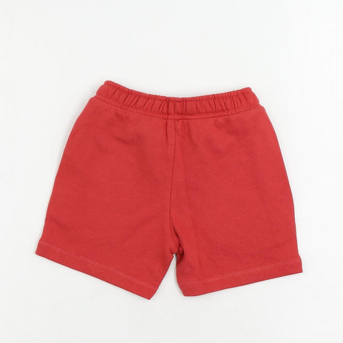 Marks and Spencer Boys Red Cotton Sweat Shorts Size 4-5 Years Regular Drawstring - Pockets