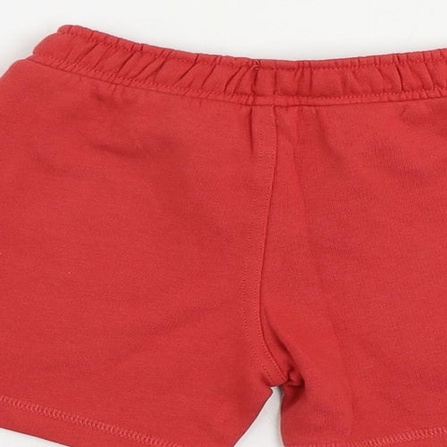 Marks and Spencer Boys Red Cotton Sweat Shorts Size 4-5 Years Regular Drawstring - Pockets