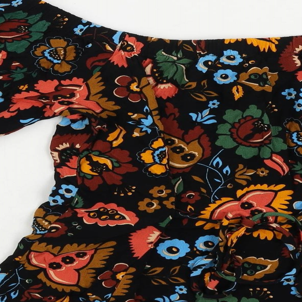 NEXT Womens Black Paisley Viscose Basic Blouse Size 6 Off the Shoulder