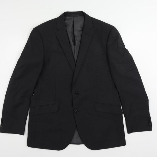 Marks and Spencer Mens Black Striped Polyester Jacket Suit Jacket Size 42 Regular