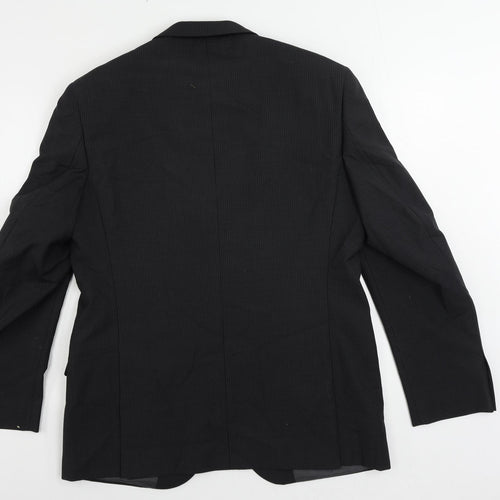 Marks and Spencer Mens Black Striped Polyester Jacket Suit Jacket Size 42 Regular