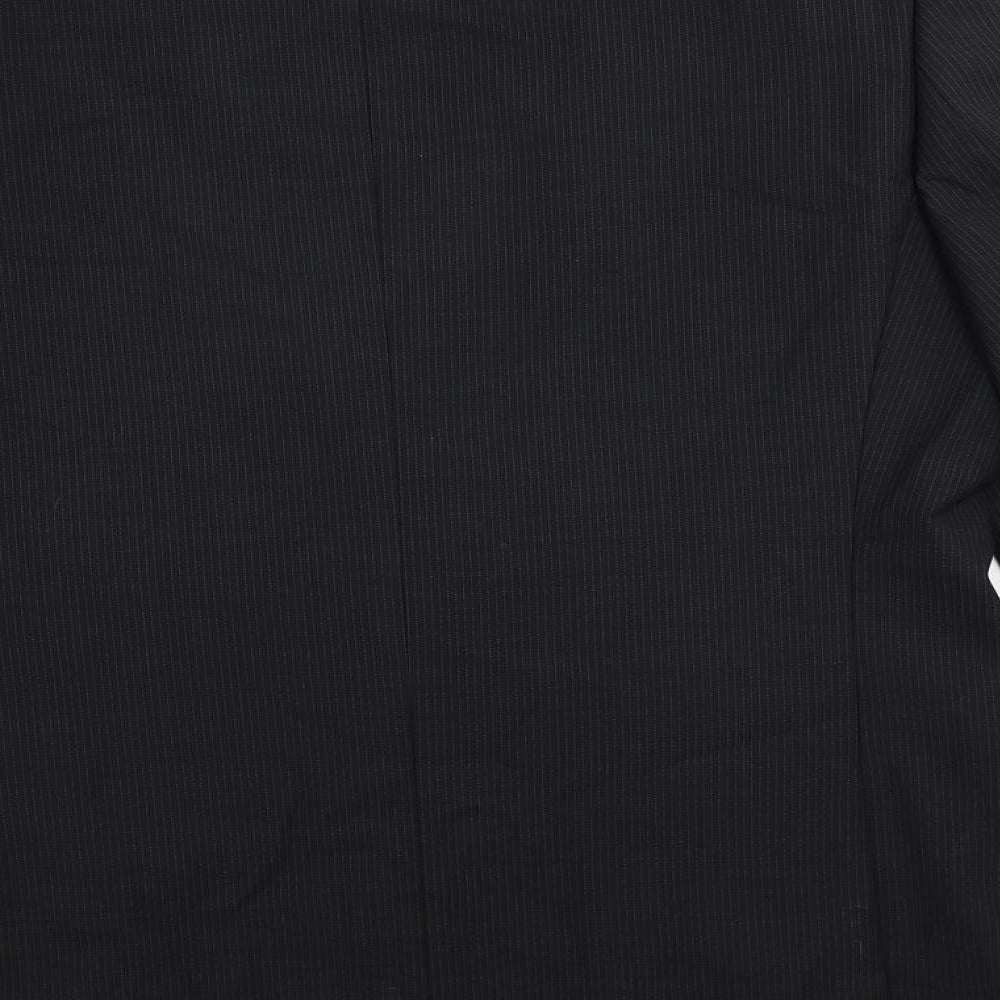 Marks and Spencer Mens Black Striped Polyester Jacket Suit Jacket Size 42 Regular