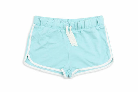 Marks and Spencer Girls Blue Cotton Sweat Shorts Size 6-7 Years Regular Drawstring - Contrasting Trim