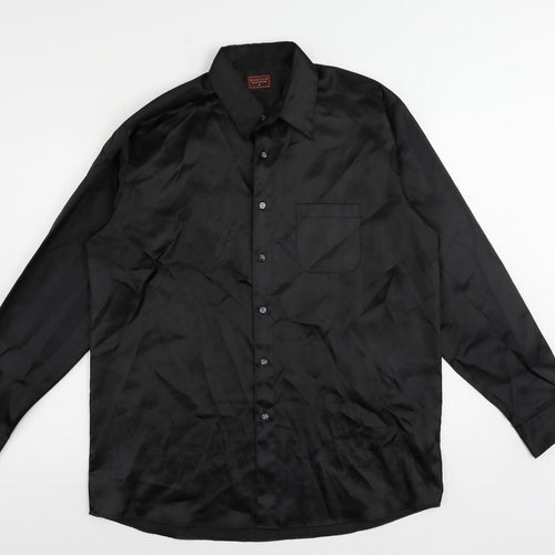 Burton Mens Black Polyester Button-Up Size L Collared Button
