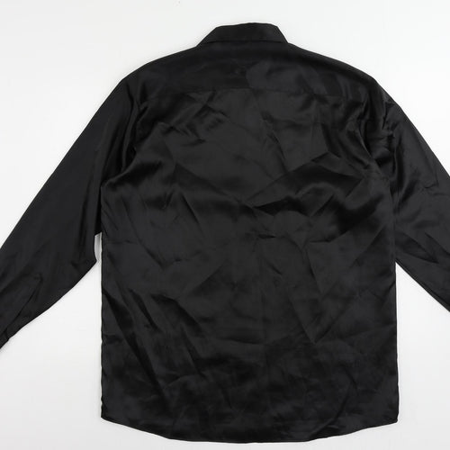 Burton Mens Black Polyester Button-Up Size L Collared Button