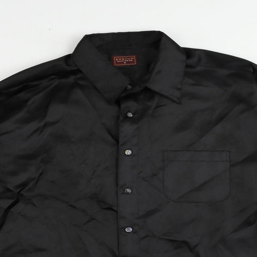 Burton Mens Black Polyester Button-Up Size L Collared Button