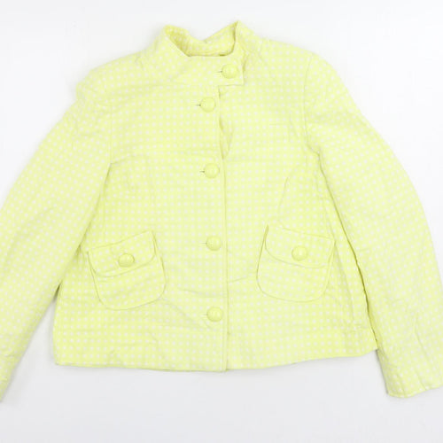Debenhams Womens Yellow Polka Dot Jacket Blazer Size 10 Button