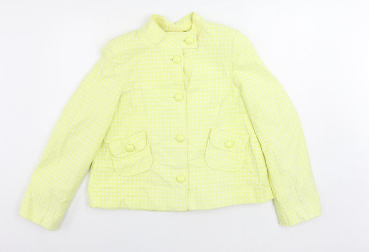 Debenhams Womens Yellow Polka Dot Jacket Blazer Size 10 Button