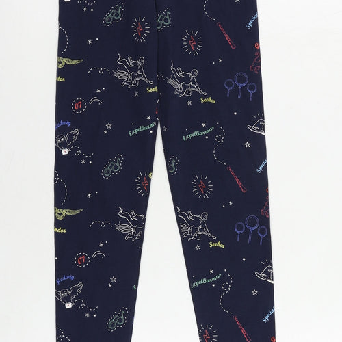 Marks and Spencer Girls Blue Geometric Cotton Jogger Trousers Size 10-11 Years Regular - Harry Potter Leggings