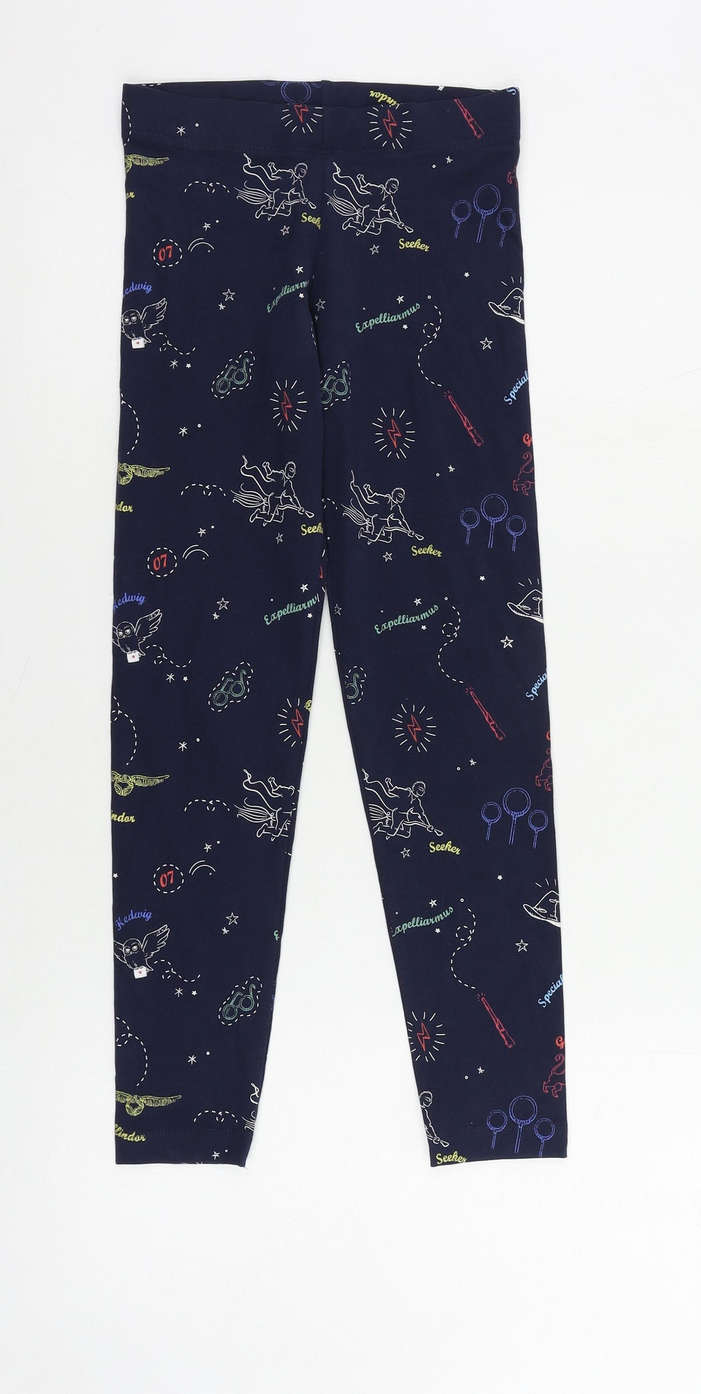 Marks and Spencer Girls Blue Geometric Cotton Jogger Trousers Size 10-11 Years Regular - Harry Potter Leggings